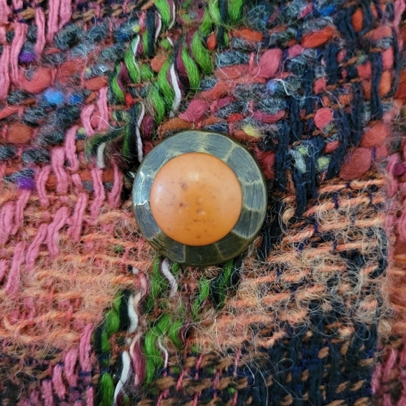 Carlisle Women's Vintage Plaid Tweed Jacket Blazer Size 8 Black Orange Pink Wool - Picture 3 of 7